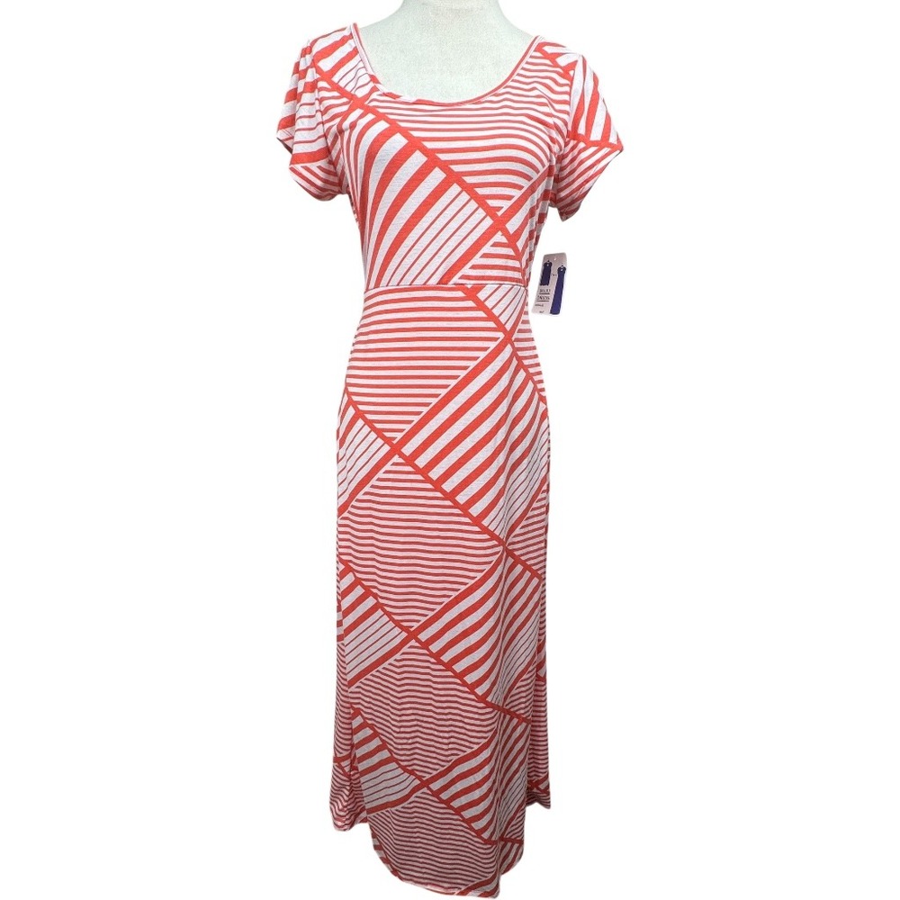 just be... Maxi Dress Womens M Orange Boho Striped Open Back